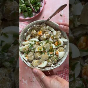 Gluten free POTATO SALAD with egg 🤩 the ultimate summer side dish! #bbq #potatosalad #glutenfree