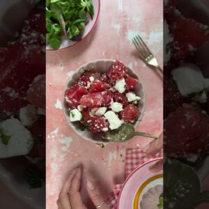 Watermelon and Feta Salad - the best summer BBQ side dish or picnic staple! #glutenfree #salad